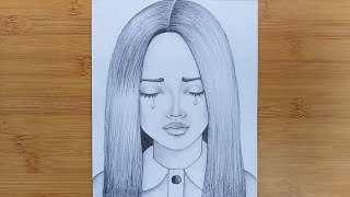 How to draw a sad girl  Pencil Sketch Drawing [upl. by Atiz]