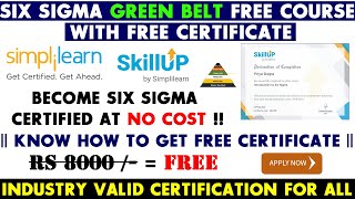 SIX SIGMA GREEN BELT Free Course with Free Certificate  Six Sigma Free Certification [upl. by Rici]