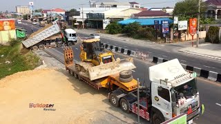 Impressive Activity  Heavy Bulldozer SHANTUI Working And Big Dump truck unloading soil filling up [upl. by Ellimahs10]