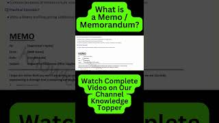 What is Memo or Memorandum Writing shorts memo knowledgetopper [upl. by Prochora]