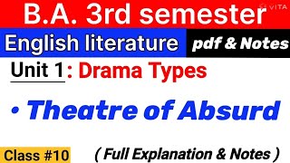 theatre of the absurd  ba 3rd semester  unit 1 Drama Types  English  drama types ba 3rd semester [upl. by Viens802]