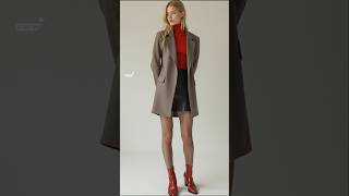 2024 Winter fashions  wool jacket over turtleneck top amp mini skirt styles outfits [upl. by Latrice]