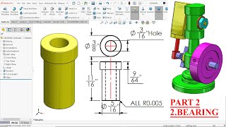 Wobbler Steam Engine in SolidWorks Part 2BEARING [upl. by Biernat]