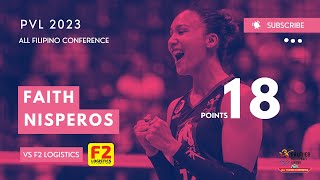 2023 PVL ALL FILIPINO CONFERENCE Faith Nisperos vs F2 Logistics [upl. by Assehc]