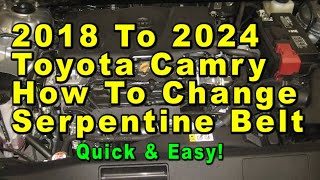 2018 To 2024 Toyota Camry How To Change Serpentine Belt With Part Numbers  Quick amp Easy [upl. by Nasho13]