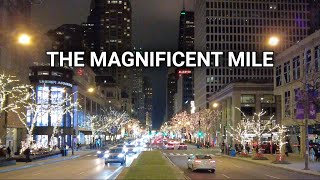 CHICAGO✨The Magnificent Mile Christmas Lights amp Holiday Windows Shopping Walk on Sunday Evening 4K [upl. by Edgardo]