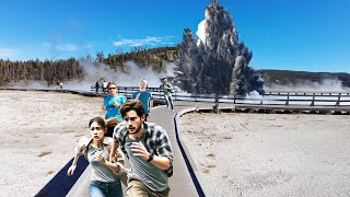 Horrifying live footage Yellowstone volcano explosion makes massive roar in Roaring Mountain [upl. by Arraek]