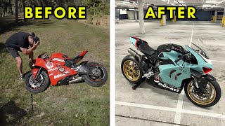 FULL BUILD  REBUILDING A WRECKED DUCATI V4 PANIGALE [upl. by Tannen390]