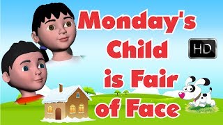 Mondays Child is Fair of Face  Nursery Rhyme For Children  3D Animation gupthaskids [upl. by Ennylhsa]