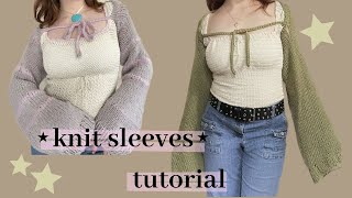 ☆knit sleeves ☆ TUTORIAL shrug bolerosleeves [upl. by Ardnuek804]