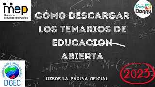 🤔Cómo tener los TEMARIOS 2024 de BACHILLERATO por MADUREZ oficiales del MEP  Educación Abierta 🎓 [upl. by Aramac]