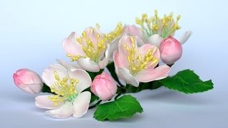 Kwiaty jabłoni z foamiranu  tutorial  цвет из фоамирана  foamiran flowers apple blossoms [upl. by Newg]