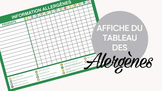 Affiche du tableau des Allèrgenes Alimentaires pour Restaurants Boulangeries Traiteurs [upl. by Antsirhc481]