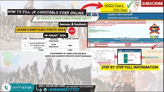 How to Apply for JK Police Constable Online Form 2024StepbyStep Guide to Fill JKP Constable Form [upl. by Ydisahc601]