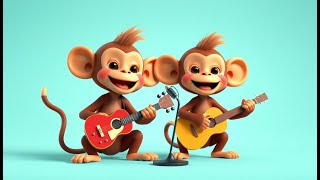 The cheerful monkey musicians  Nursery Rhymes [upl. by Yerffe]