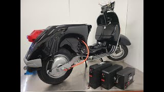 Electric conversion kit for all classic quotgearedquot Vespa Scooters 19582018 [upl. by Alleber]