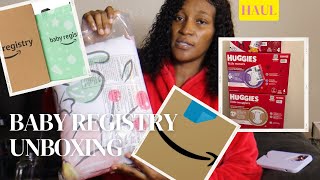 BABY REGISTRY HAUL  AMAZON BABY REGISTRY UNBOXING  Saunders Family [upl. by Ahtebat]