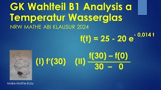 GK Prüfungsteil B1 Analysis Mathe Abi Klausur NRW 2024 Aufgabe a Wasserglas [upl. by Anirdnajela137]