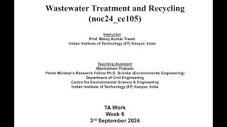 Wastewater Treatment And Recycling week 6 [upl. by Ynavoeg]