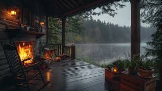 Sitting On The Porch On A Stormy Day Heavy Rain and Fireplace Sounds To Sleep Relax Rest Study [upl. by Norrabal]