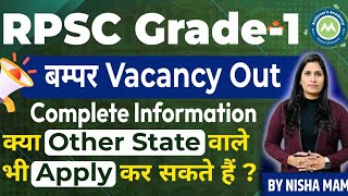 RPSC Grade 1st vacancy Out Complete Information School Lecturer Vacancies 2024 by Nisha Sharma [upl. by Tenn]