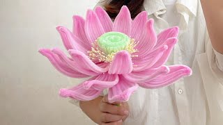 Hướng dẫn làm bông hoa sen to bằng kẽm nhungHow to make lotus flower [upl. by Aynnek929]