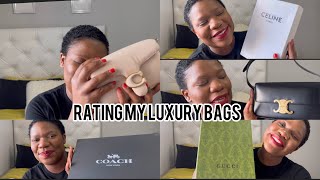 Rating my luxury hangbagsReview Guccicoach LVCeline budget friendly South African YouTuber [upl. by Isahella]