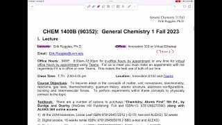 2023 CHEM 1400–SYLLABUS [upl. by Greenfield534]