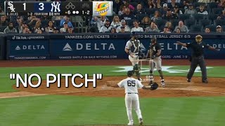 Laz Díaz called off Nestor Cortes quick pitch Giancarlo Stanton hits a rocket home run [upl. by Weiler949]