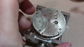 Replacing balance staff Illinois Watch Co Part 1 [upl. by Photima]