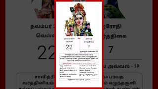 Today Tamil Calendar l Rasi palan l November 22 2024 l tamilcalendar tamilcalendar2024 [upl. by Arimat857]