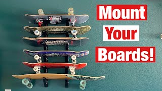 Cheap amp Easy Skateboard Wall Mount  Store Your Board Trifecta Rack  In Depth How to amp Review [upl. by Diena478]