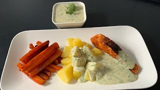 Lachs Dill Sauce  Sahne Sauce Mit Dill  Kartoffel mit Lachs und Soße Möhren  Simona Brill  ￼ [upl. by Ymorej660]