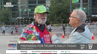 630A  Crowds gather ahead of Trump rally in Grand Rapids today [upl. by Aitnohs]