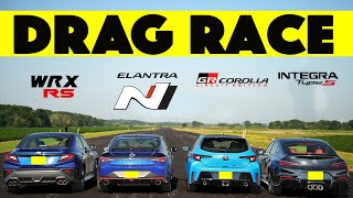 2024 Toyota GR Corolla vs Integra Type S vs Hyundai Elantra N vs Subaru WRX TRRS Drag Race [upl. by Nagad313]