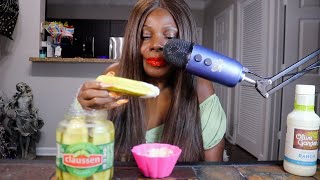 CLAUSSEN PICKLES WITH OLIVE GARDEN PARMESAN RANCH ASMR EATING SOUNDS [upl. by Esilrahc469]