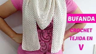 Bufanda crochet tejida en v [upl. by Ellekram]