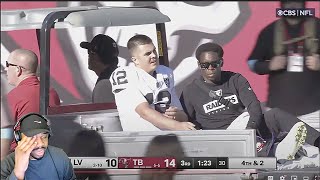 Las Vegas Raiders Aidan OConnell Gets Carted Off field after this 3rdamp10 throw vs Buccaneers [upl. by Acisset494]