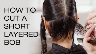 How to Cut a Short Layered Bob  Textured Pixie Razor Haircut Tutorial  Kenra Professional [upl. by Margareta]