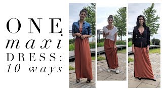 One Maxi Dress 10 Ways  How to Style Basics  Capsule Closet  Minimalism [upl. by Canale407]