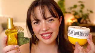 ASMR The BEST Cozy Friend Personal Attention skincare hairbrushing plucking noise suppression [upl. by Assirahc655]