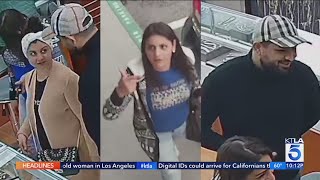 Thieves use sleight of hand to swindle 40000 ring from SoCal jewelry shop [upl. by Cannell109]