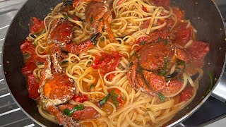 linguine con i granchi cattura dei crostacei 😋🇮🇹food italianfoodlover cooking italianrecipes [upl. by Anuaf532]