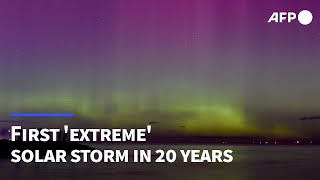 First extreme solar storm in 20 years brings Northern Lights to European skies  AFP [upl. by Barabas547]