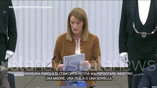 Metsola quotFemminicidio di Giulia Cecchettin indegno e inaccettabilequot [upl. by Mak492]