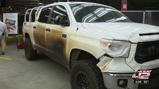 Marshmallow truck that survived Camp Fire returns to San Antonio Toyota plant [upl. by Kalin]