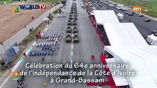 Côte dIvoire  An 64  Célébration du 64e Anniversaire de lIndépendance à GrandBassam [upl. by Baruch231]