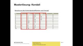 Videotutorium Statistik Konkordanzkoeffizient nach Kendall [upl. by Ahsekad408]