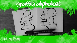 GRAFFITI ALPHABET for beginners How to draw letters I amp J  Art by Zapy [upl. by Strickler]