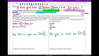 Lesson 109  The Intermediate Value Theorem IVT [upl. by Aihsotan]